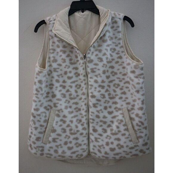 Thread & Supply Women's Sz M Cream/Snow Leopard Reversible Vest $68 - Picture 6 of 7